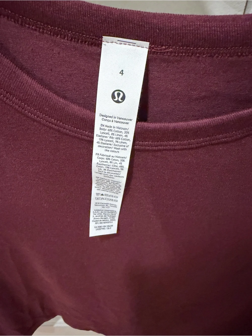 lululemon athletica Long-Sleeve Crew Top in Deep Burgundy